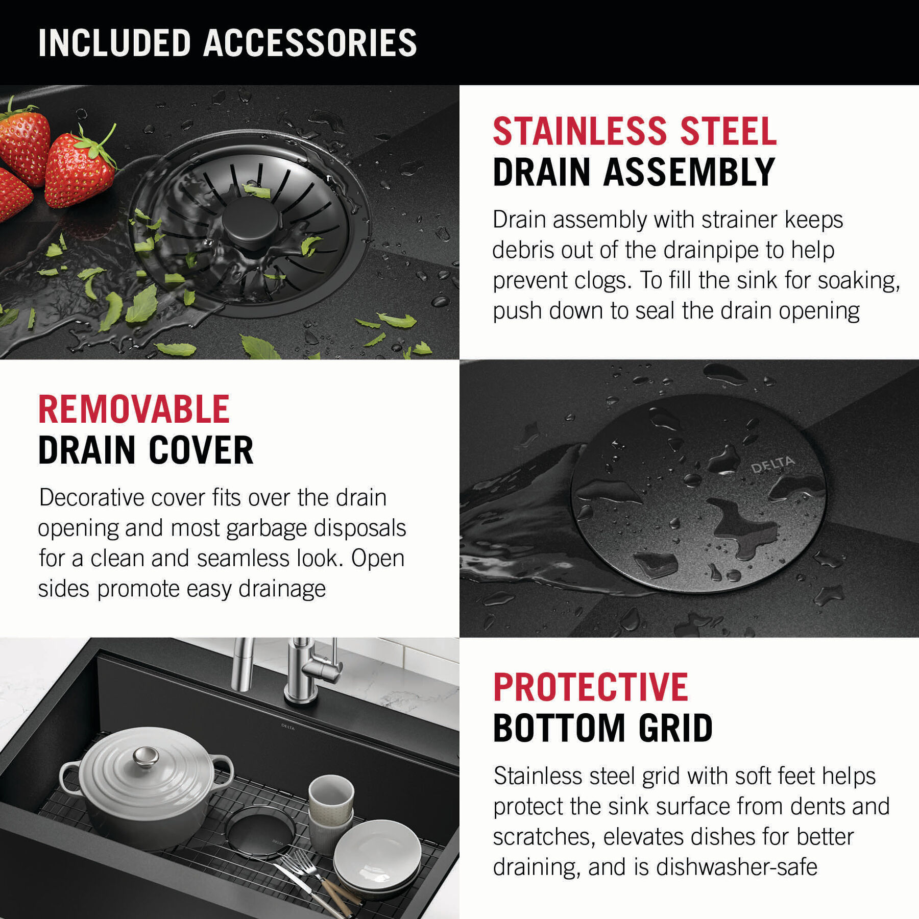 Lavabo de cocina tipo estación de trabajo para reacondicionamiento estilo campestre/borde delantero con un receptáculo calibre 16 de 33", con reborde WorkFlow™ y accesorios para instalación de montaje superior encastrado, imagen 2